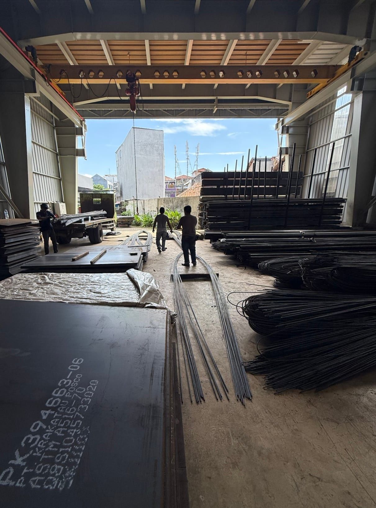 Marselus Steel warehouse interior with overhead crane