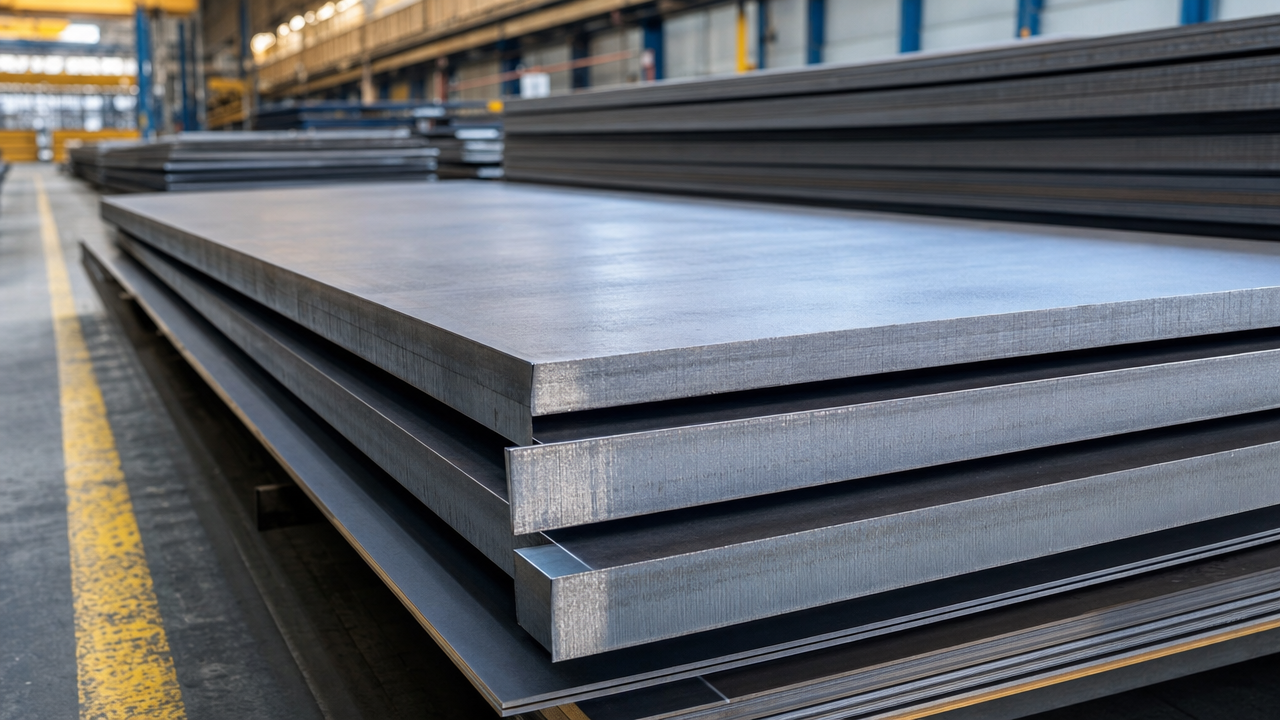 Large steel plates at distribution center
