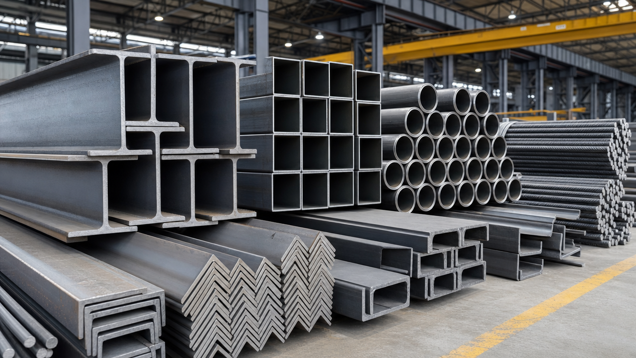 Various construction steel profiles