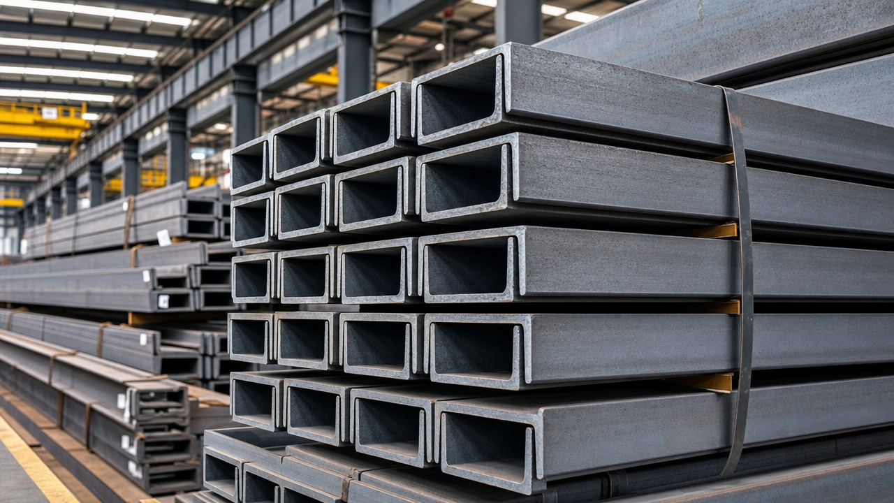 U-channel steel at warehouse